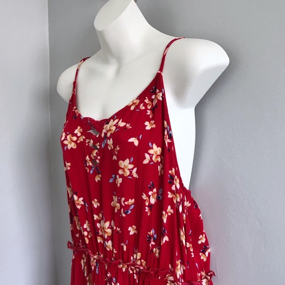 🏝️ Xhilaration Red Floral Maxi Cami Dress • M - Picture 4 of 6